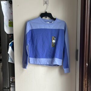 Kids Blue Long Sleeve Tee with Color-Block Design